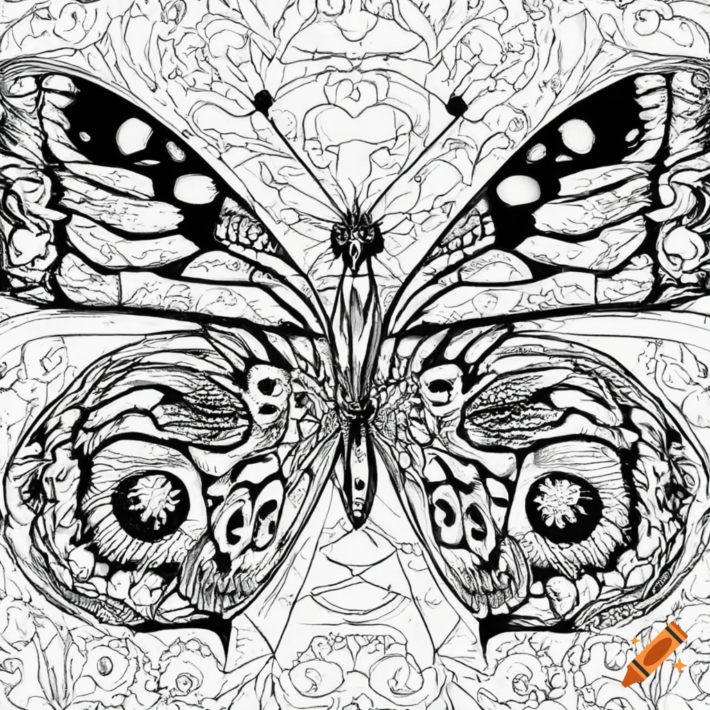 Black and white butterfly coloring page