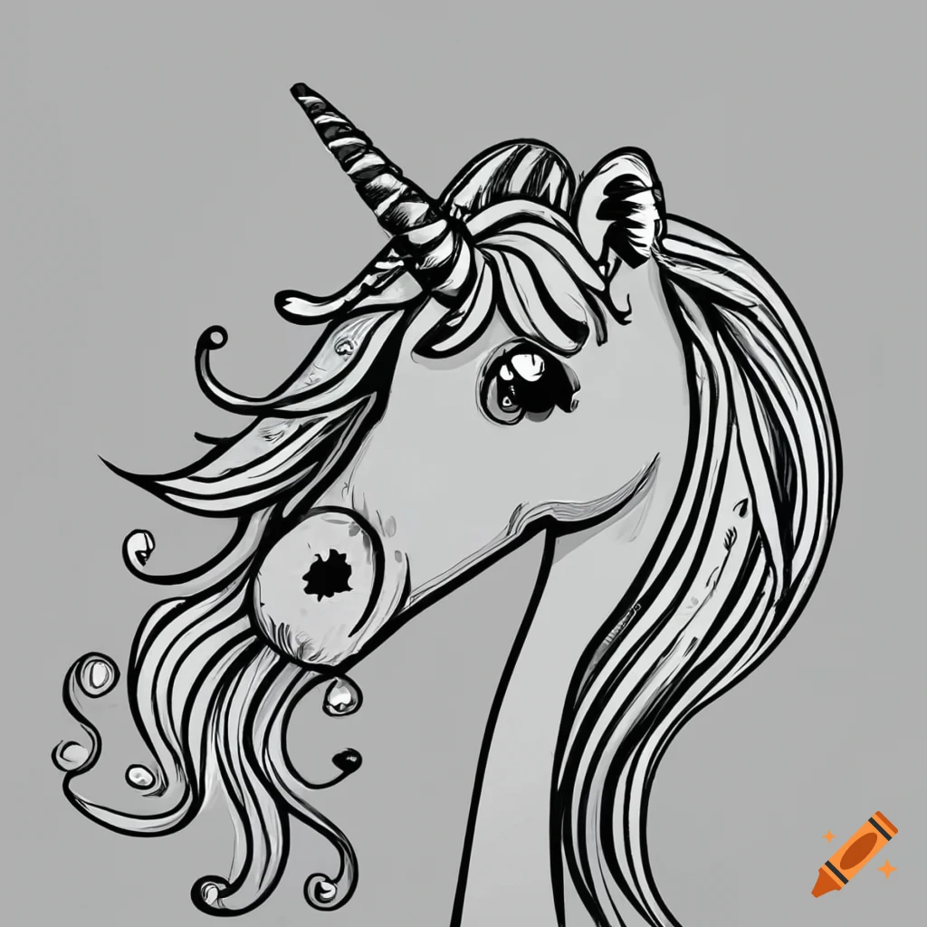 Black and white unicorn coloring page