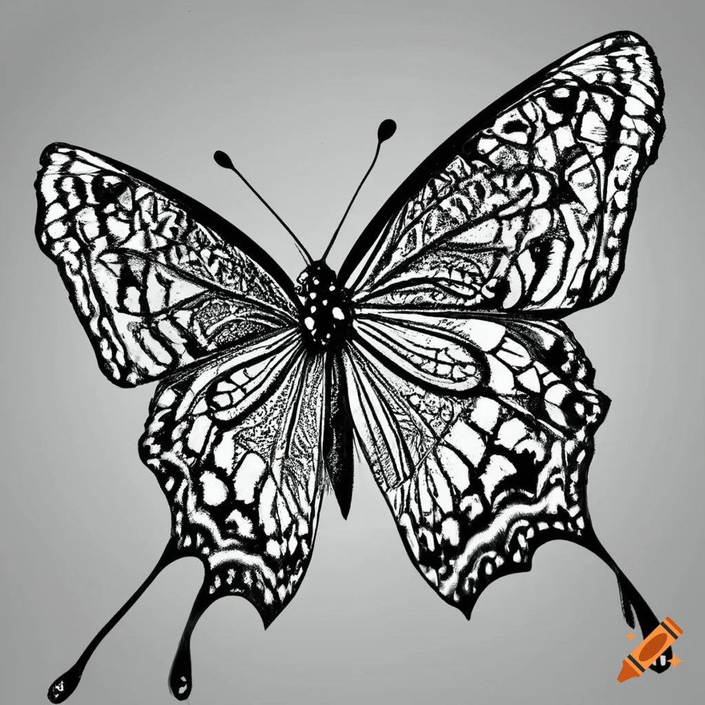 Butterfly coloring page in black and white