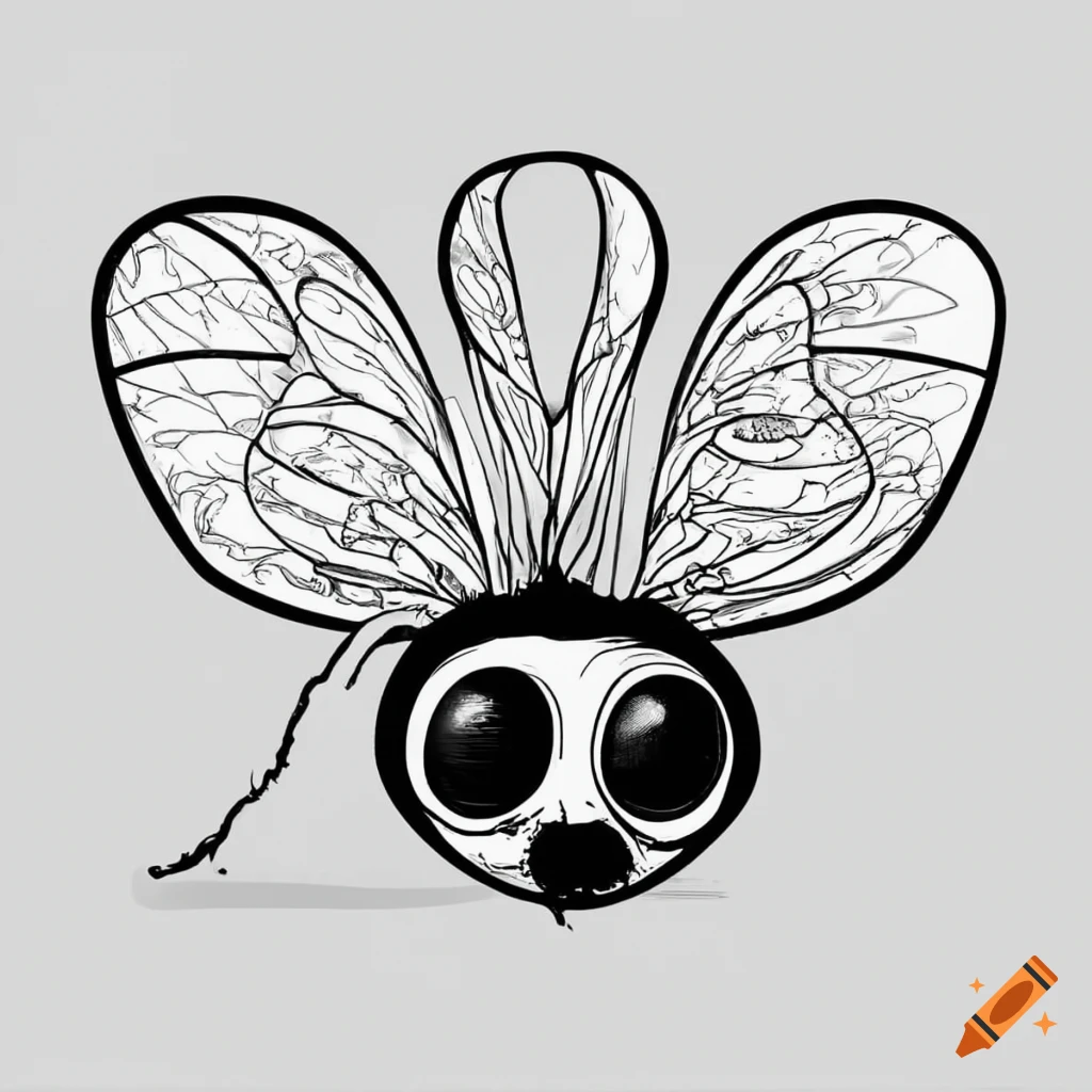 Black and white coloring page of a bee