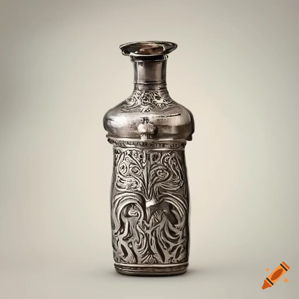 Western ancient silver flask