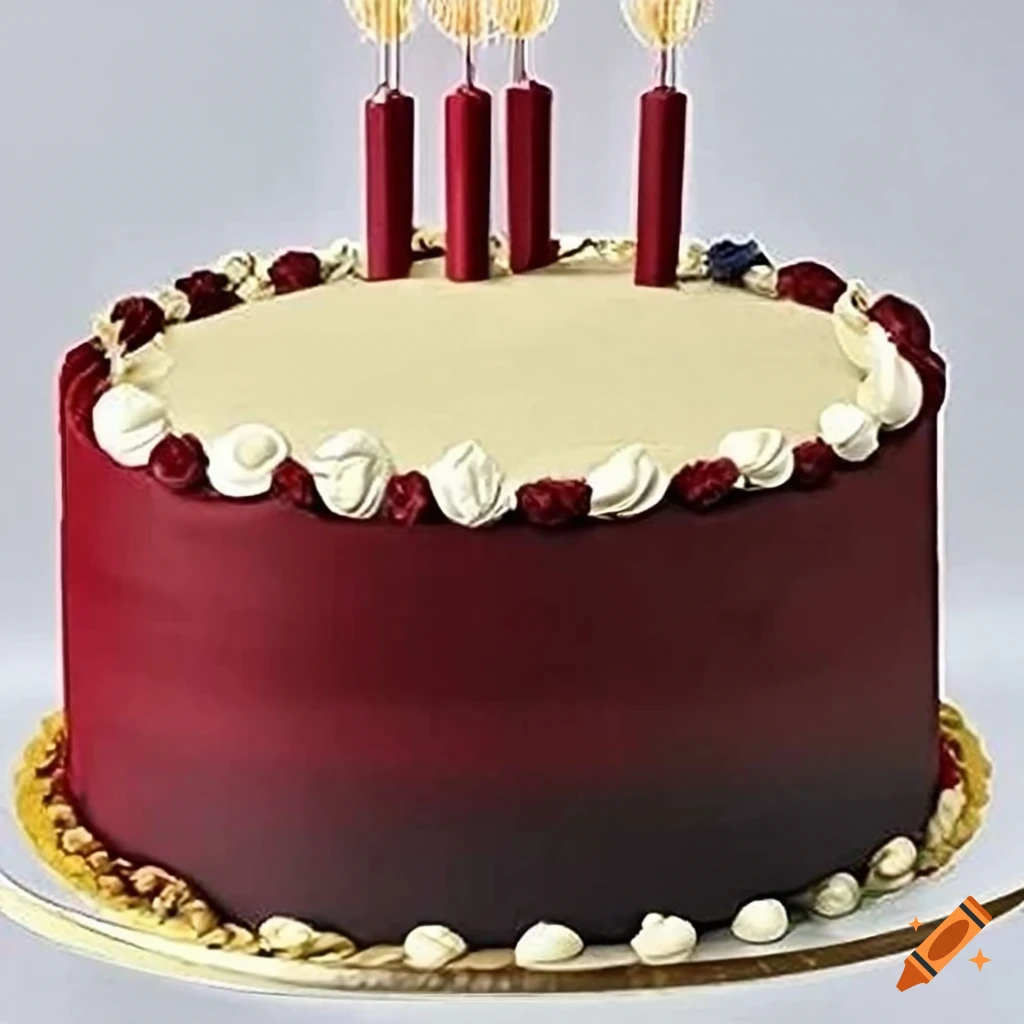 Masculine burgundy, gold, cream, and navy birthday cake