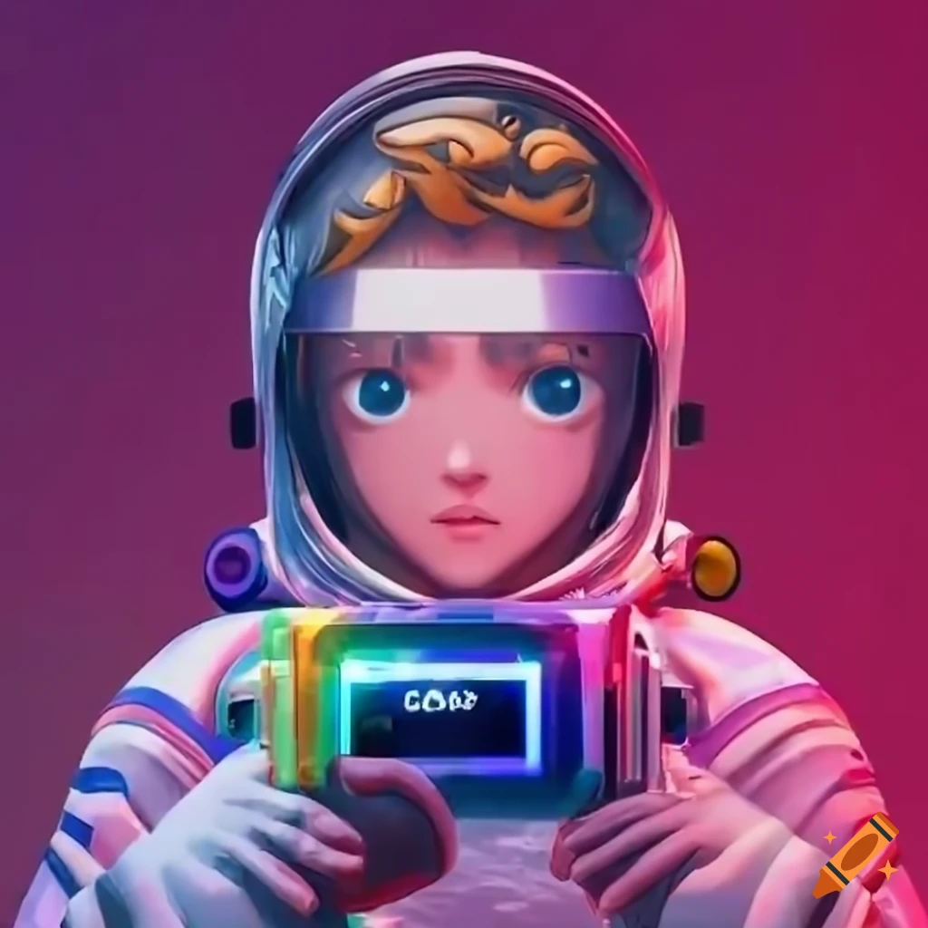 Virtual YouTuber as a male astronaut with a holographic communication device