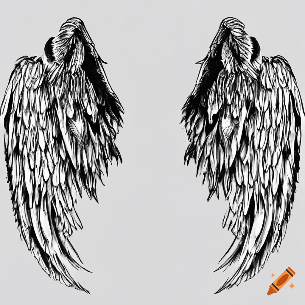 Tribal guardian angel wings from behind