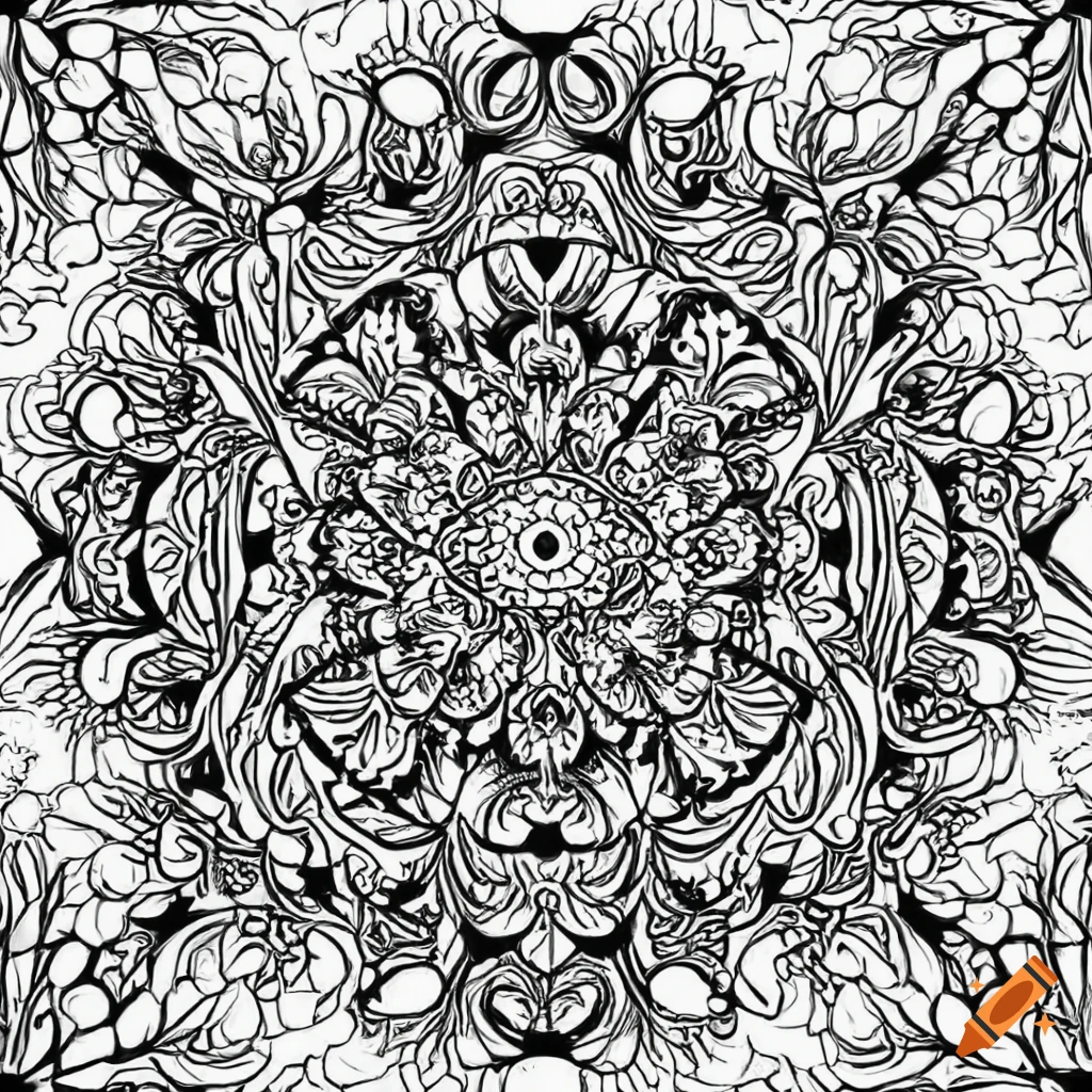 Mandala full body flower coloring page for adults on white background