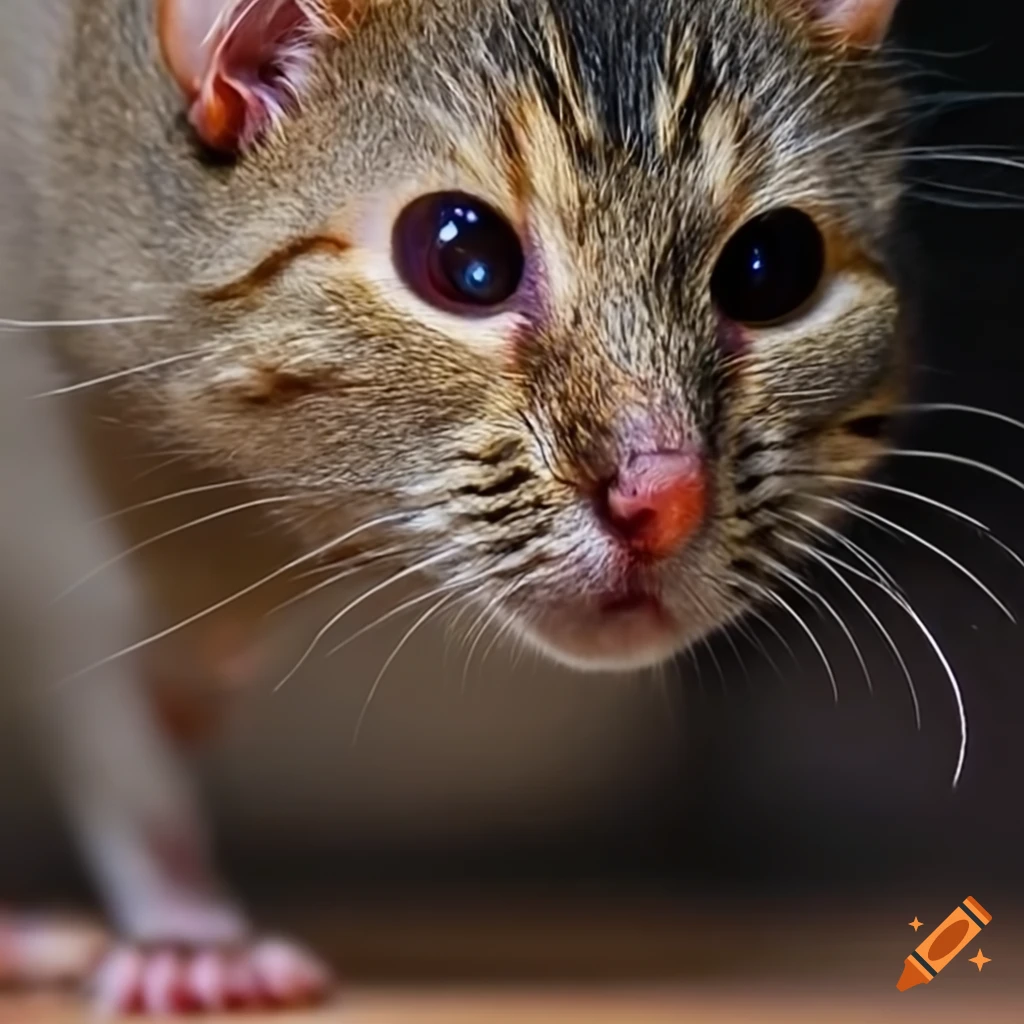 Mouse with cat head