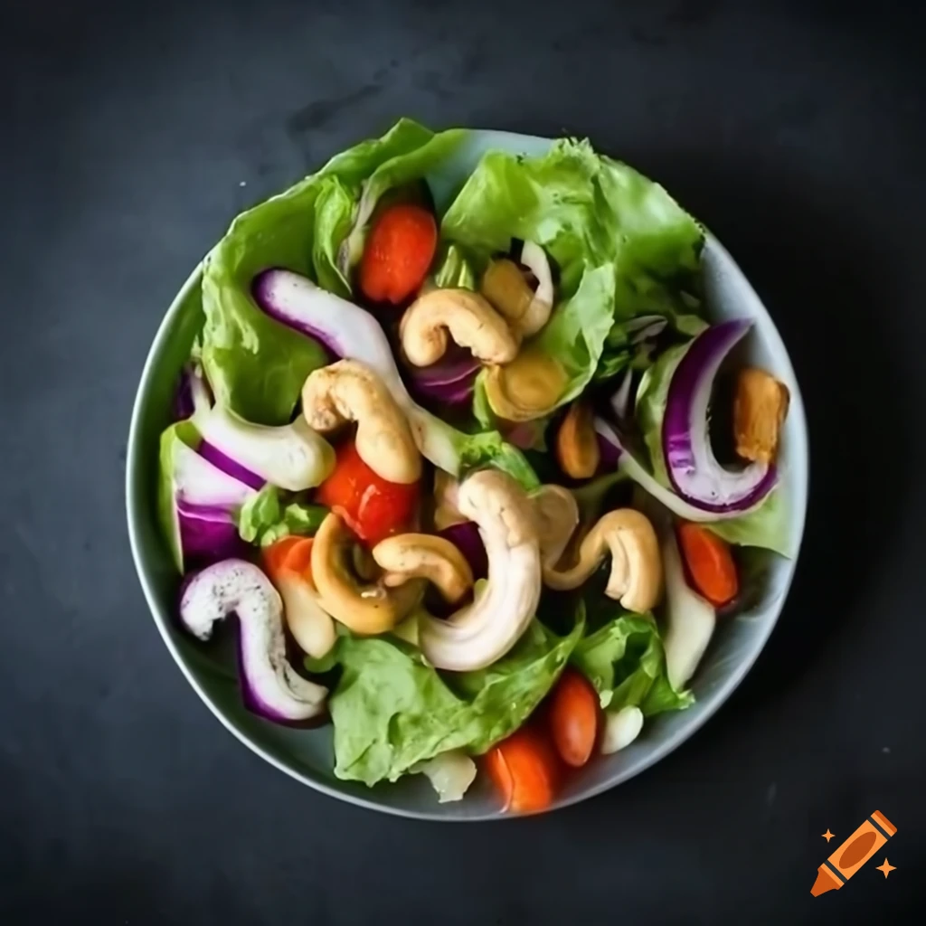 Realistic cashew salad design for marketing purposes