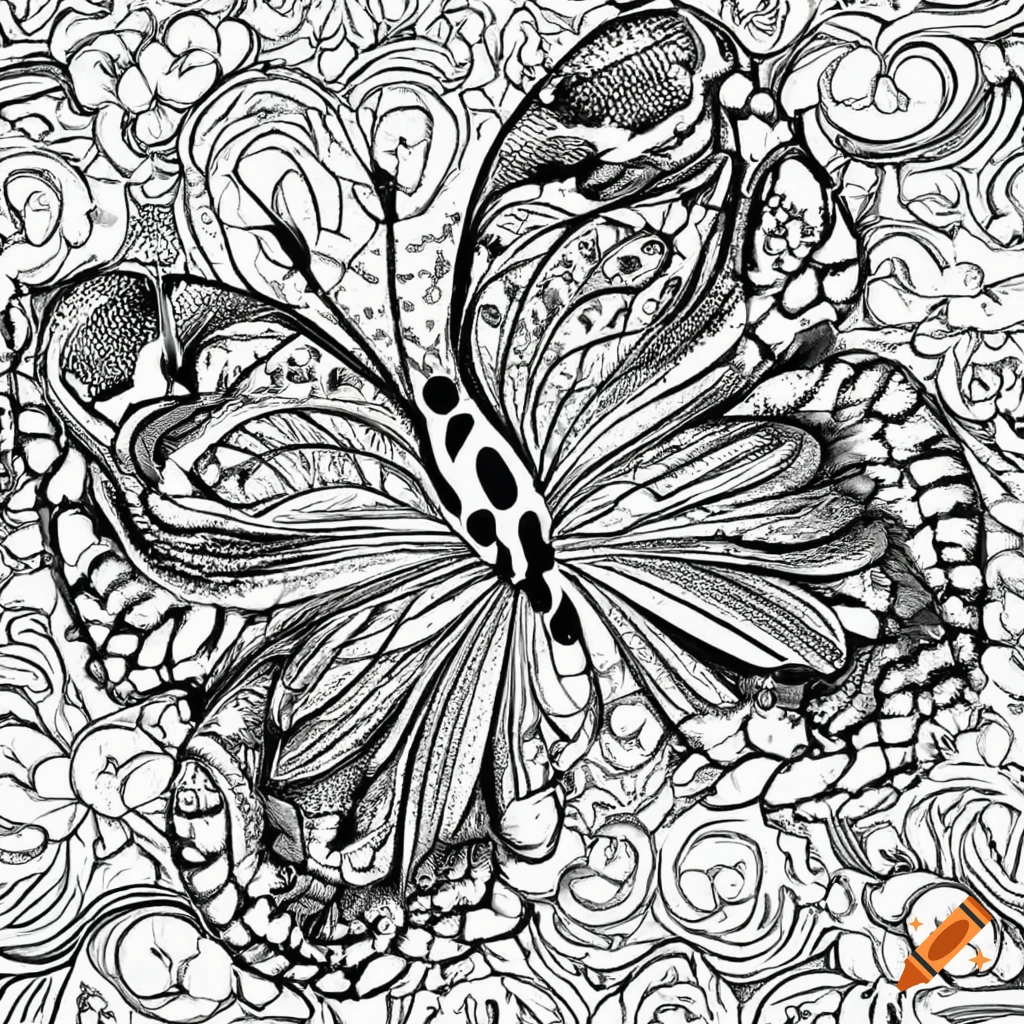 Butterfly coloring page in black and white