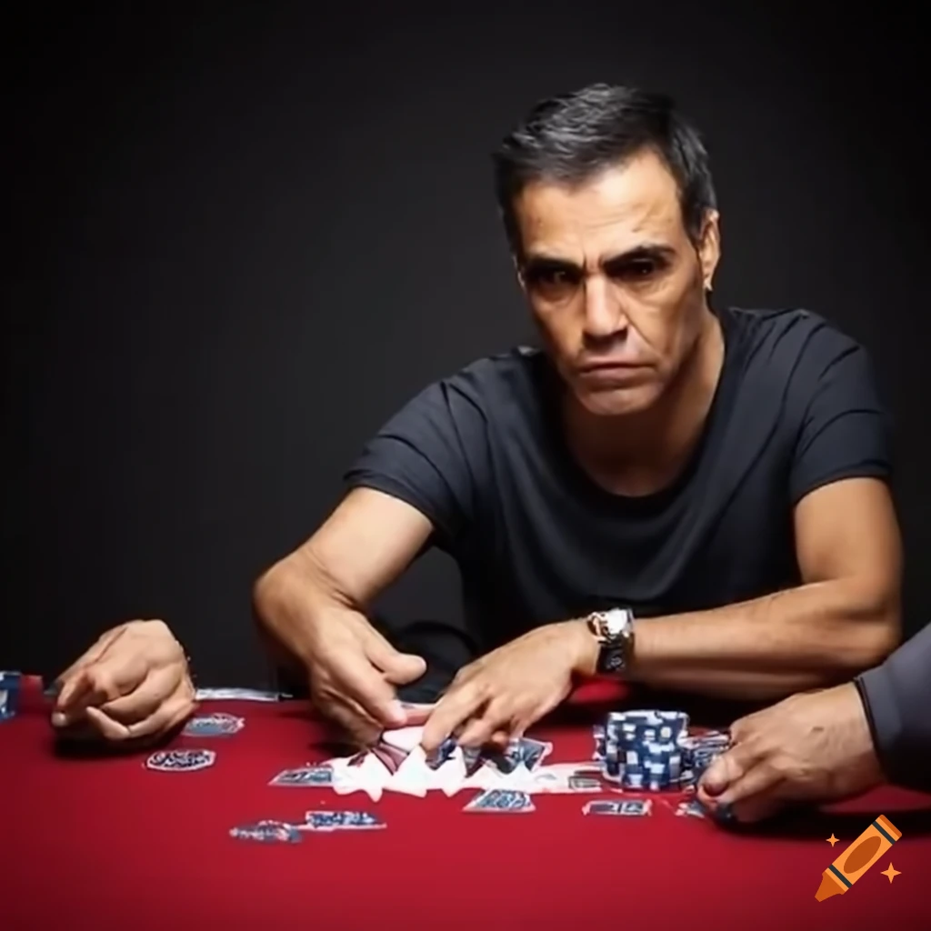 Pedro Sanchez playing poker with cards
