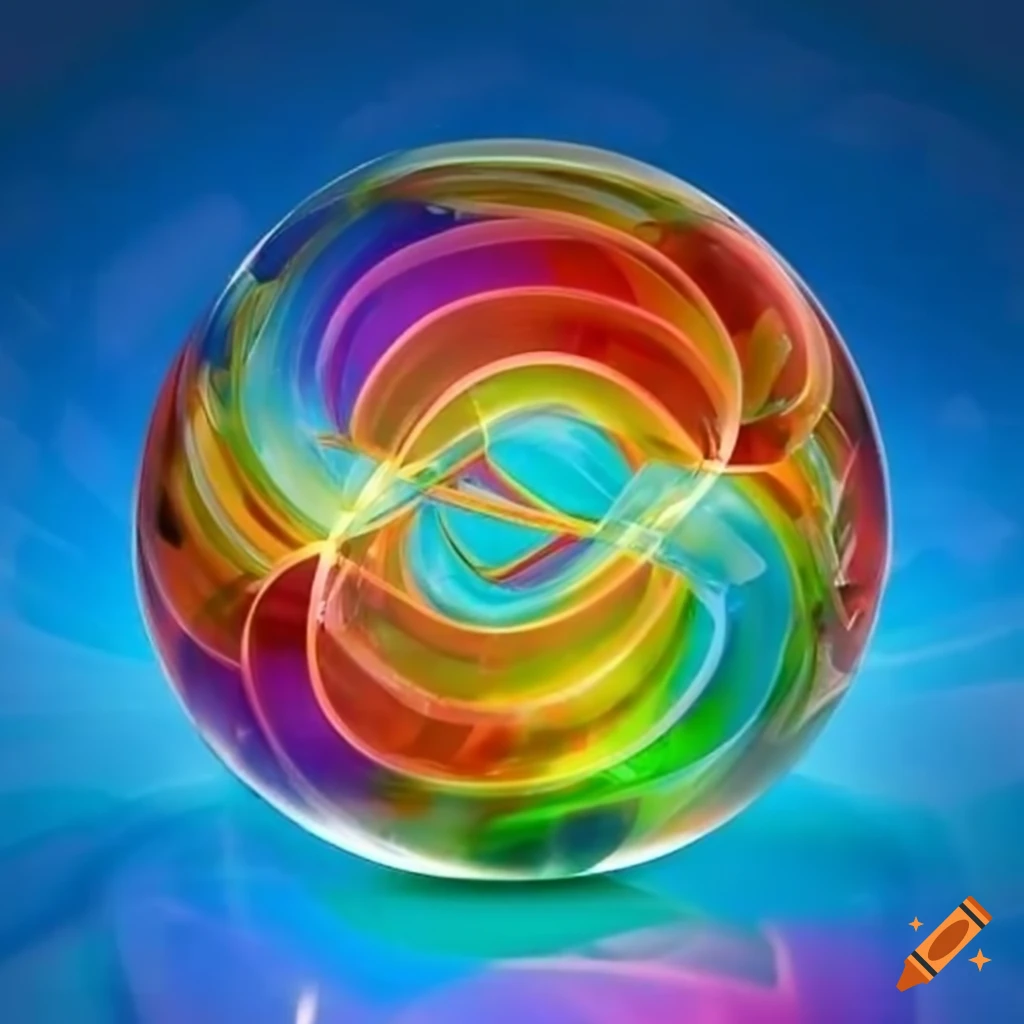 Glass sphere with rainbow infinity symbol inside