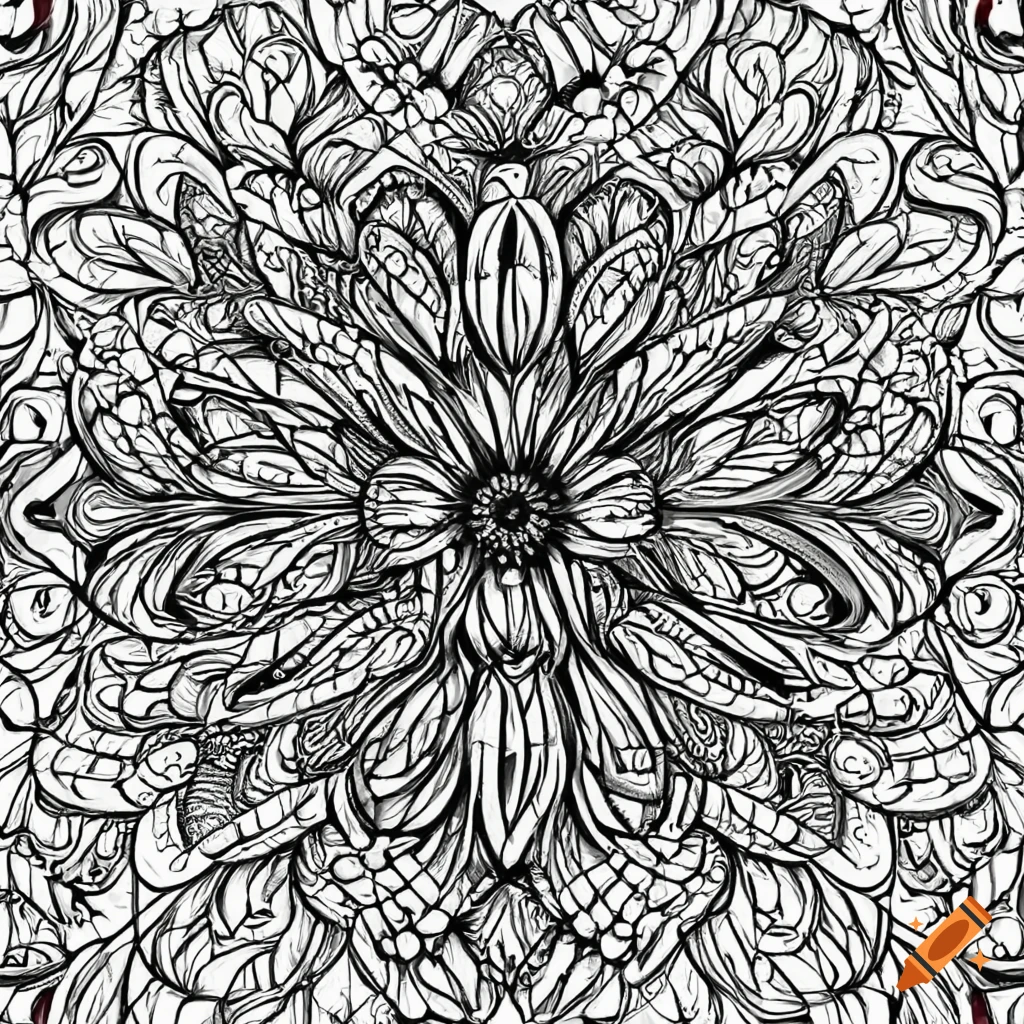 Black and white flower coloring page