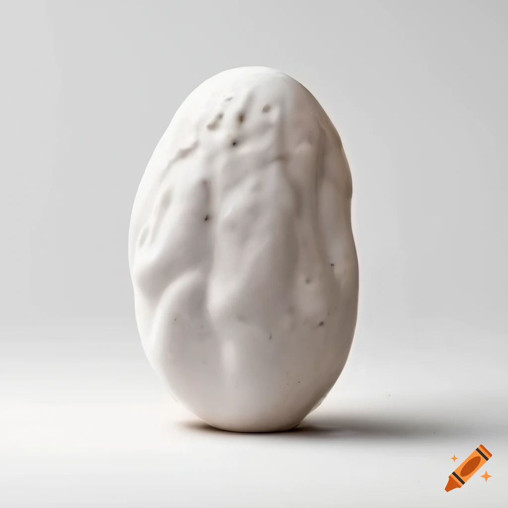 Salt glazed white ceramic organs on white background