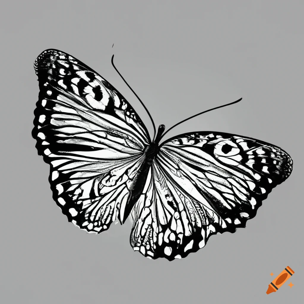Butterfly coloring page in black and white