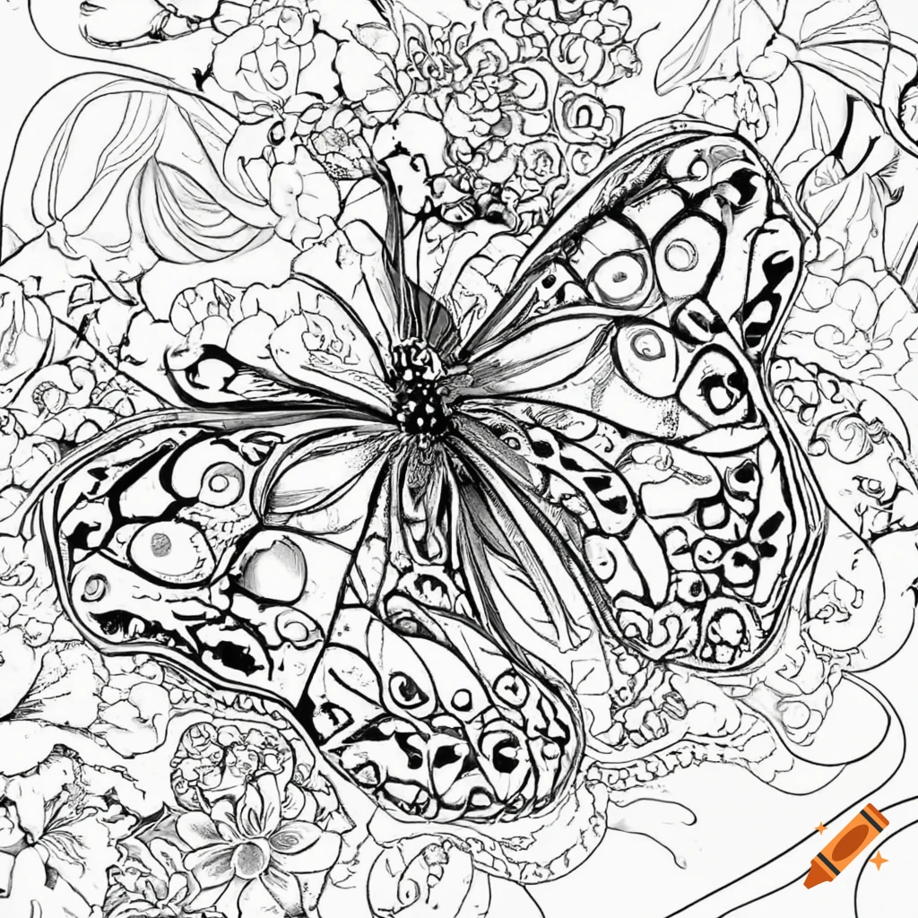 Black and white butterfly coloring page