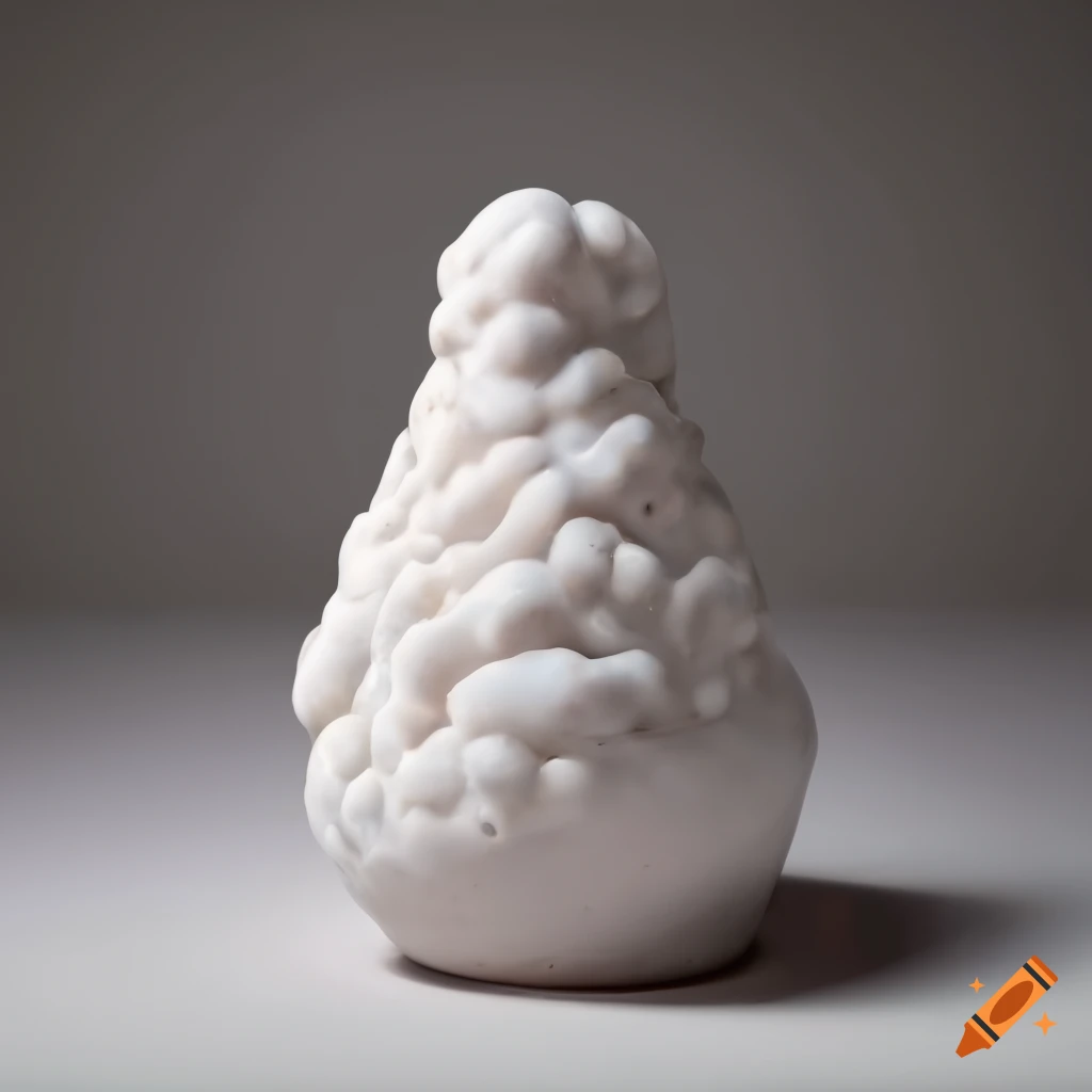 Salt glazed white ceramic organs on white background