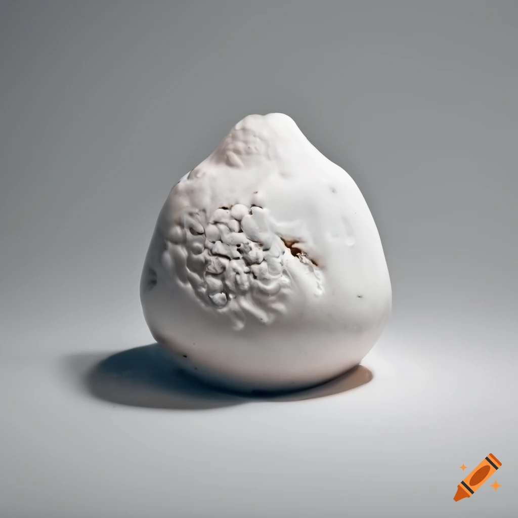 Salt glazed white ceramic organs on white background
