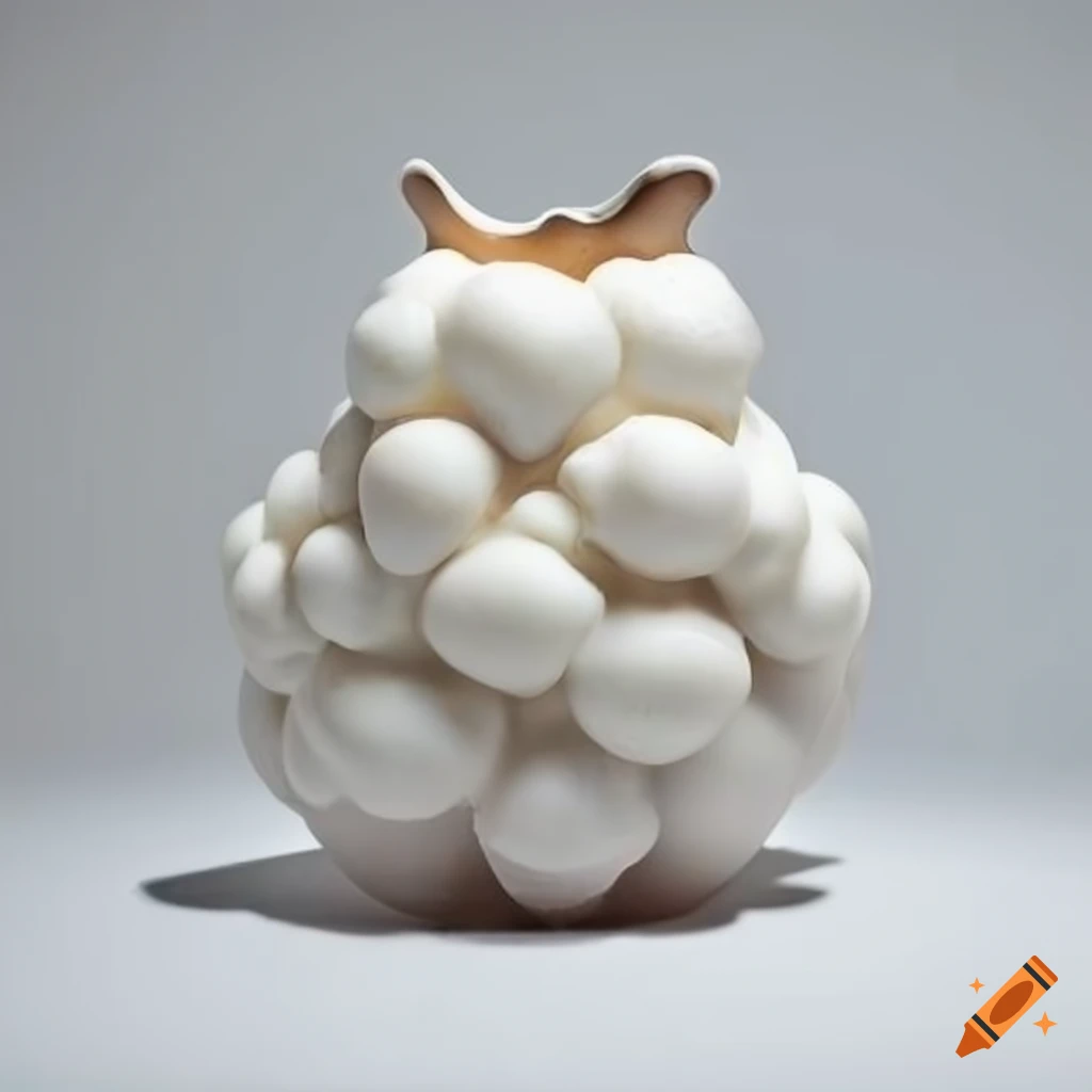 Ceramic blackberry-inspired internal organs with white glaze on a white background