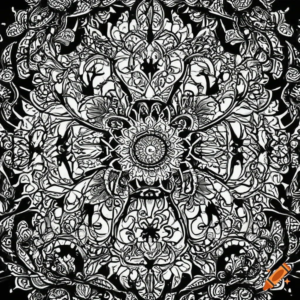 Mandala full body flower coloring page for adults on white background