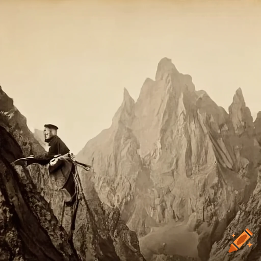 Dad climbing a mountain in 1900 style