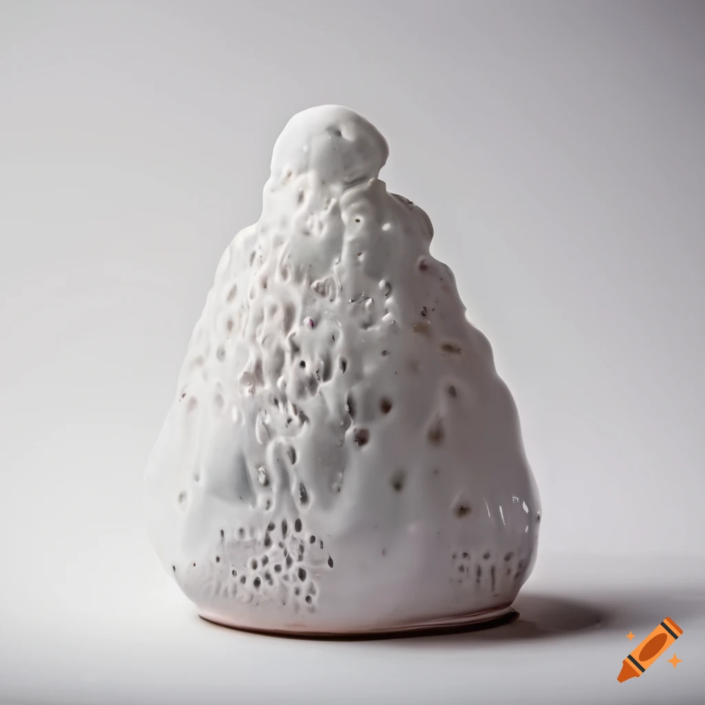 Salt glazed white ceramic organs on a white background