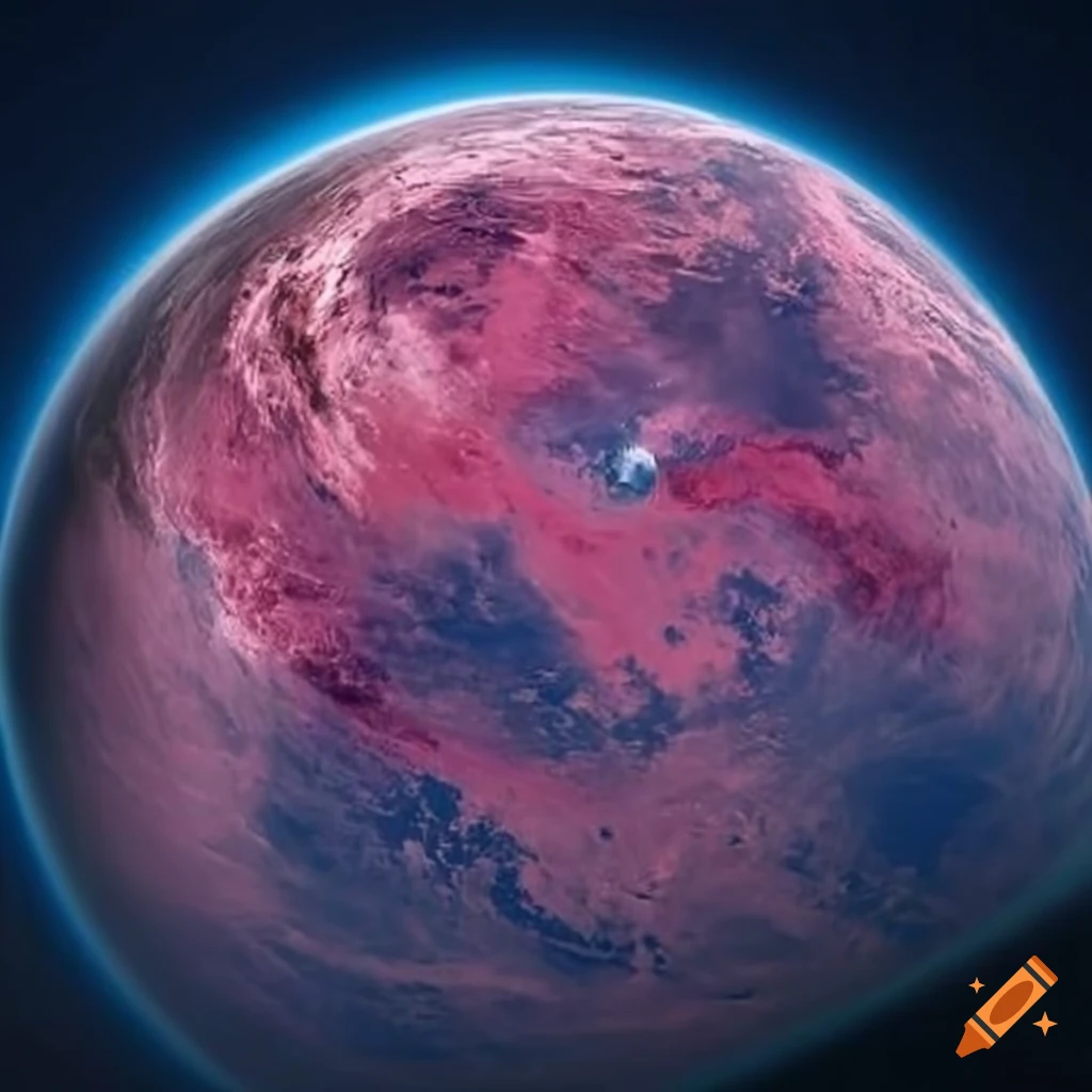 Pink view of Canada in space