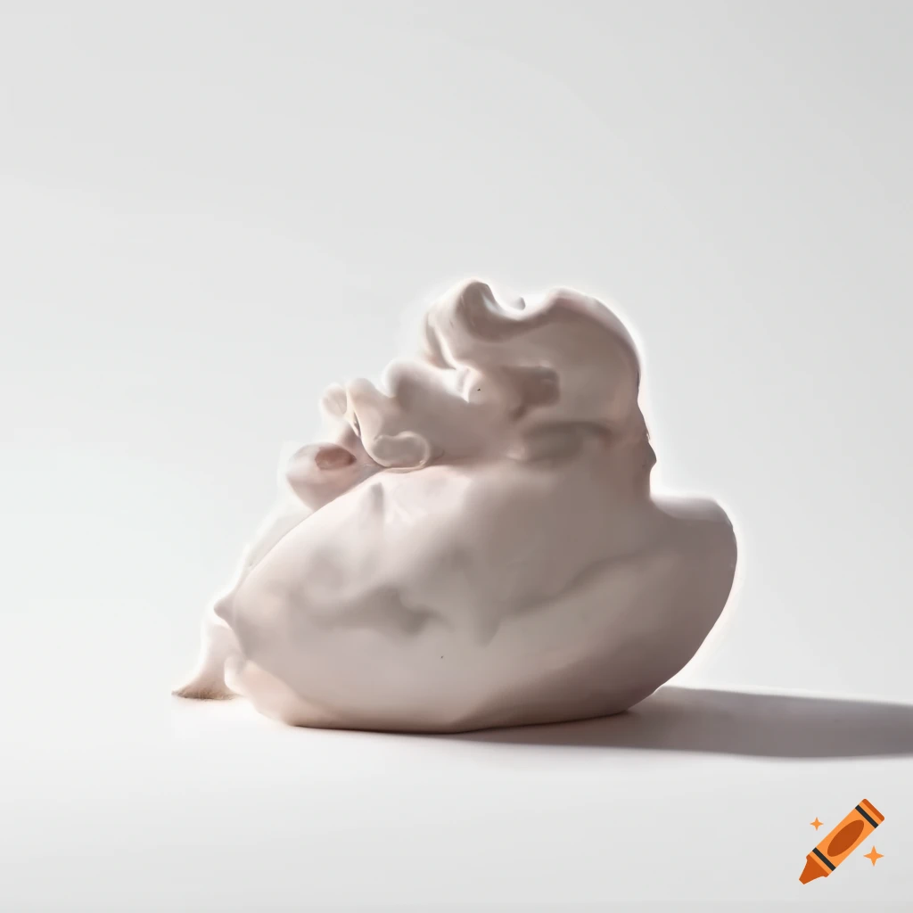 Salt glazed white ceramic sculpture of organs on white background