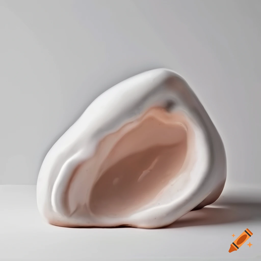 Salt glazed white ceramic organs on white background