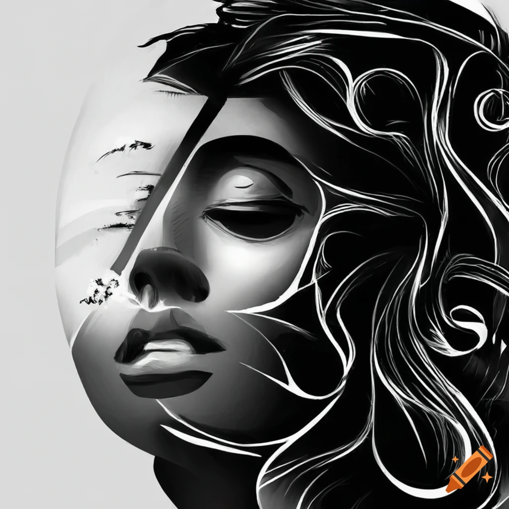 Abstract black and white pop art cartoon artwork