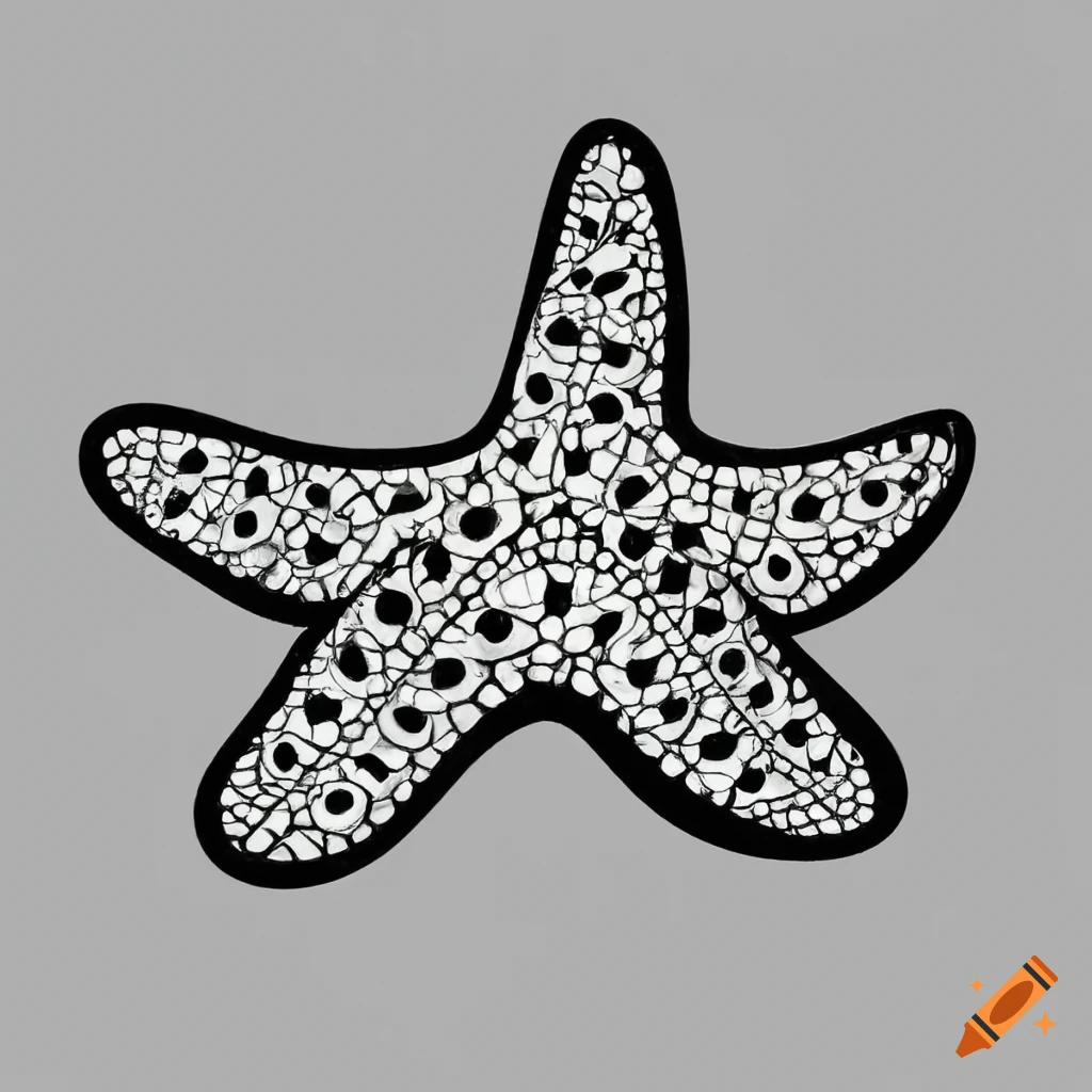 Black and white coloring page of a starfish