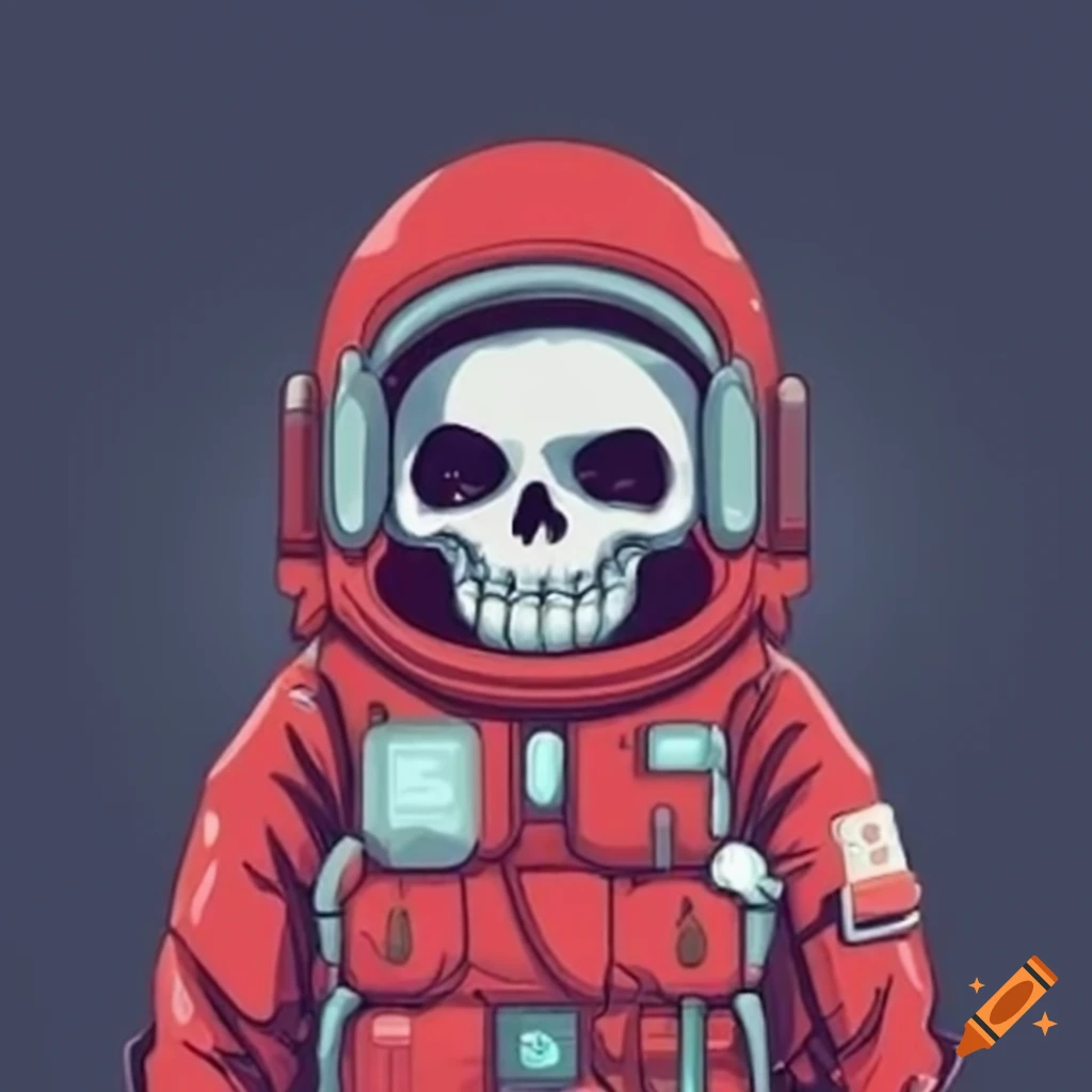 Avatar white skull astronaut in red suit