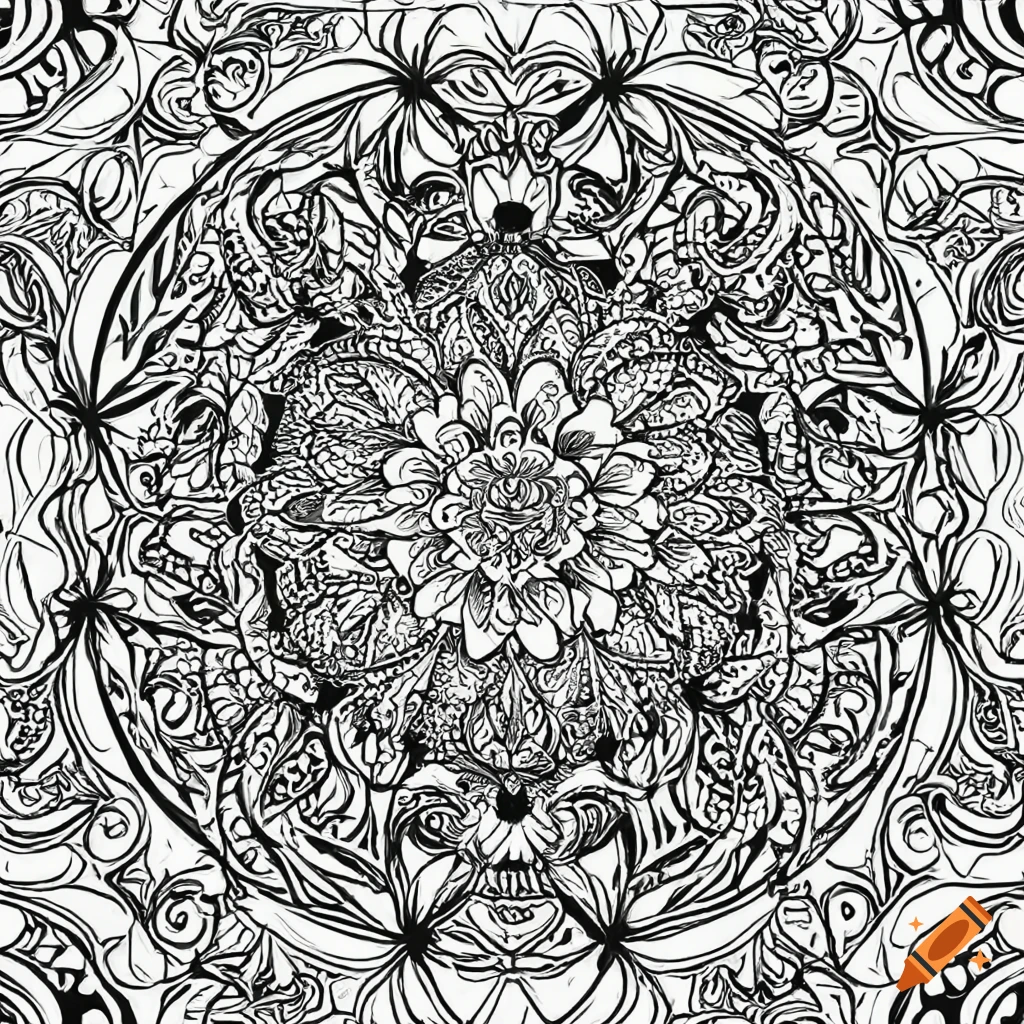 Mandala bird full body coloring page for adults on white background