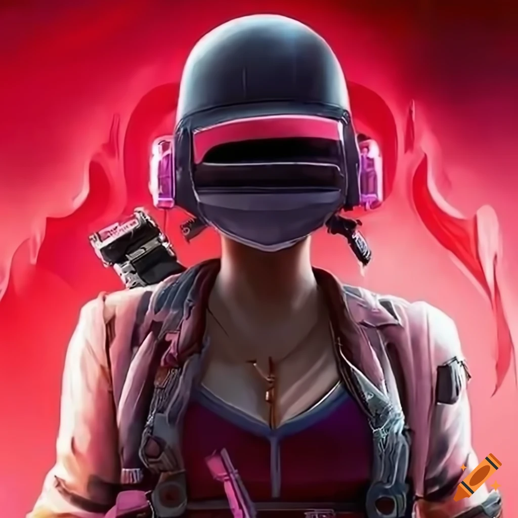 Gaming image of a woman playing PubG Warzone and League of Legends with pink-red headphones