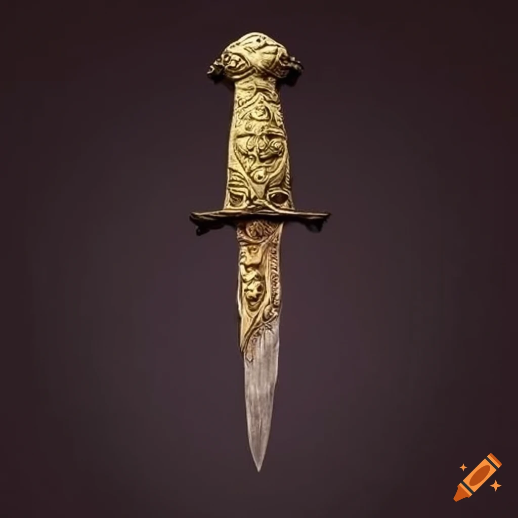 Ancient Indian sword with intricate moss and flower etchings