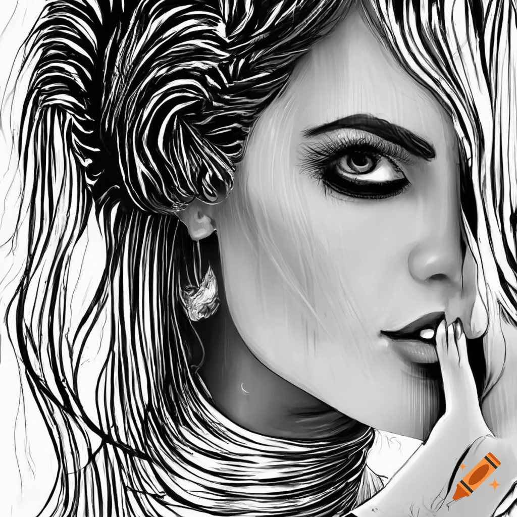 Black and white coloring page of a woman