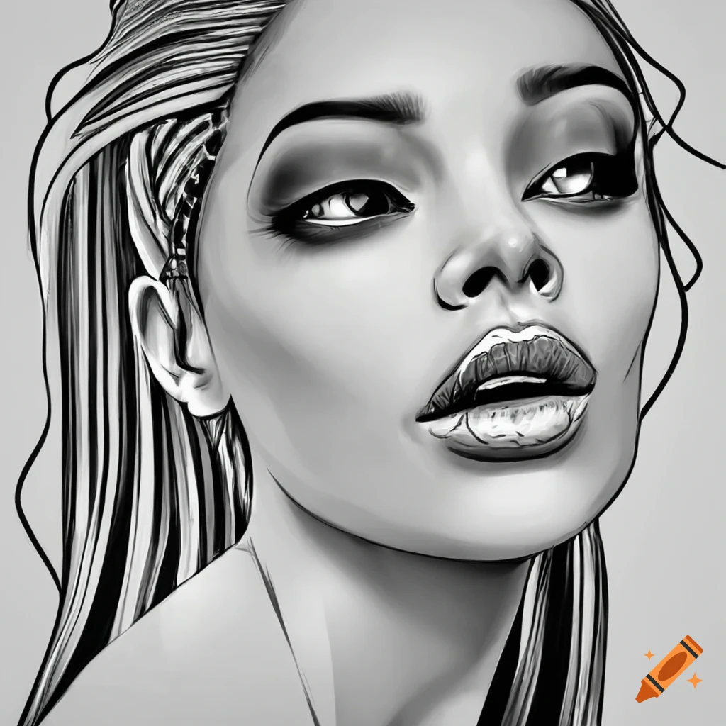 Black and white coloring page of a woman
