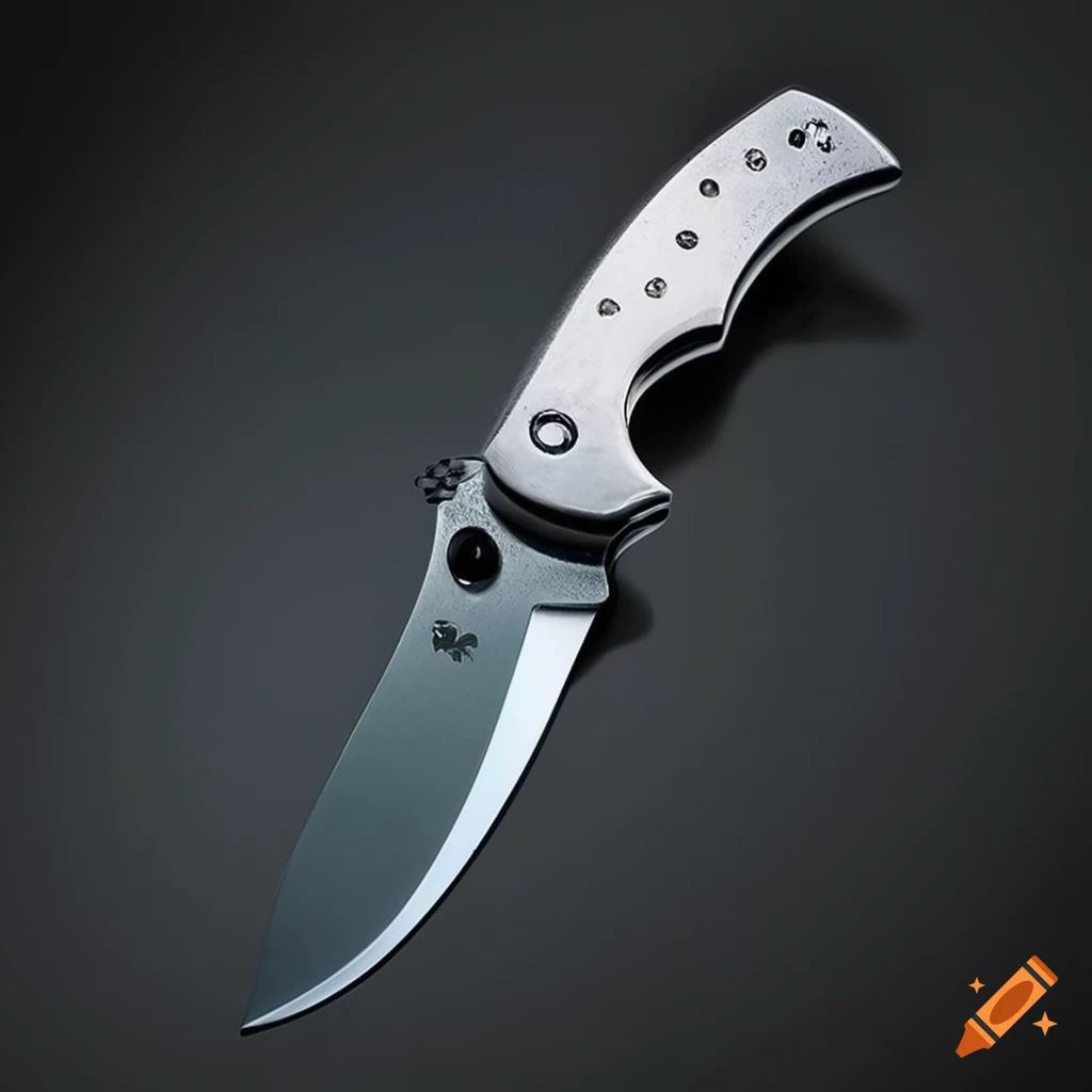 Spyderco jackknife on dark glass steel table with futuristic Japan style