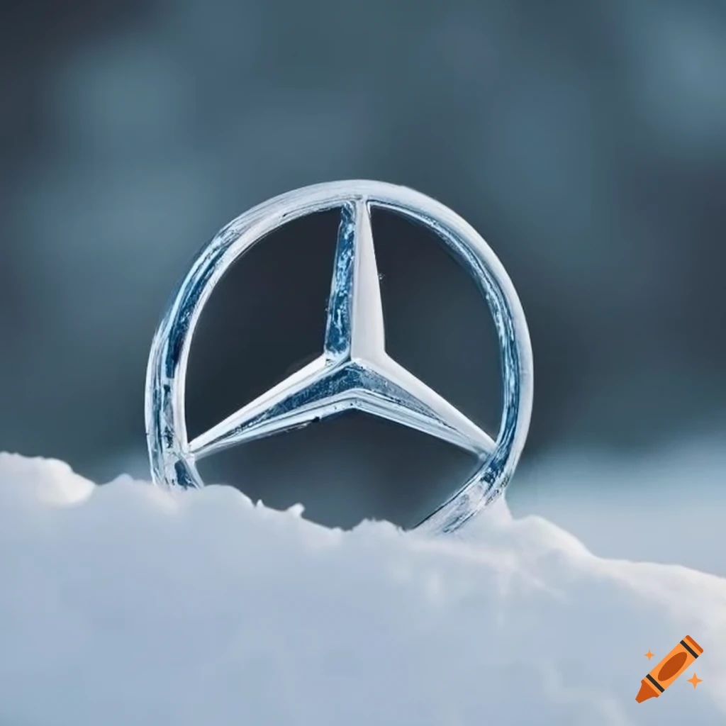 Mercedes logo in the snow