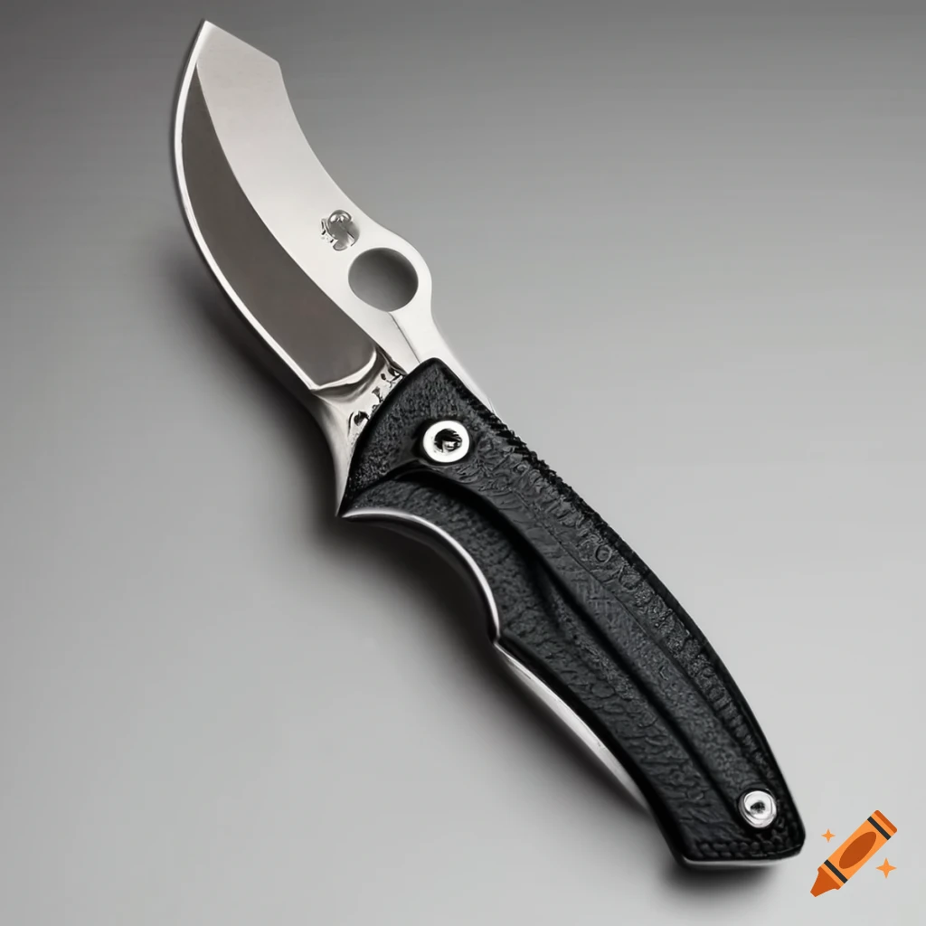 Spyderco jackknife on futuristic steel table with dark glass surface