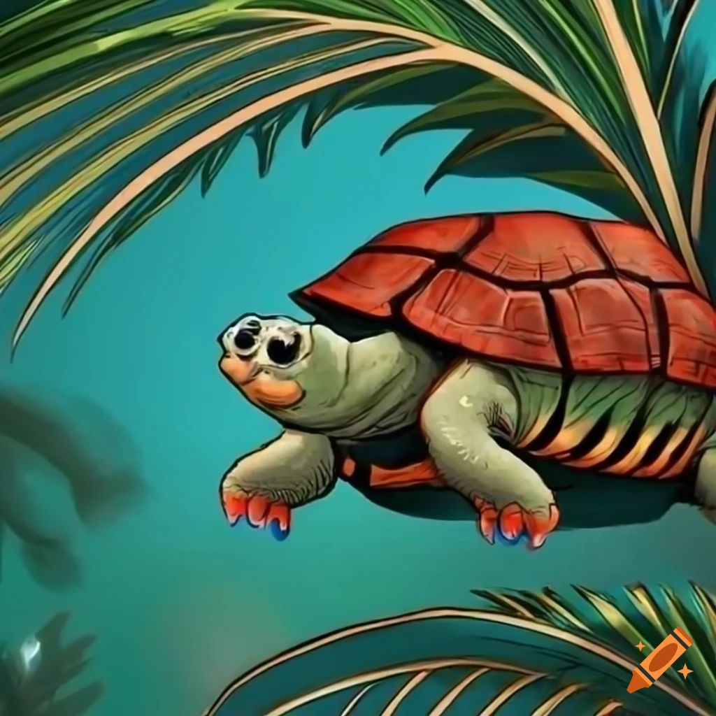 Terrestrial turtle in a red mangrove forest