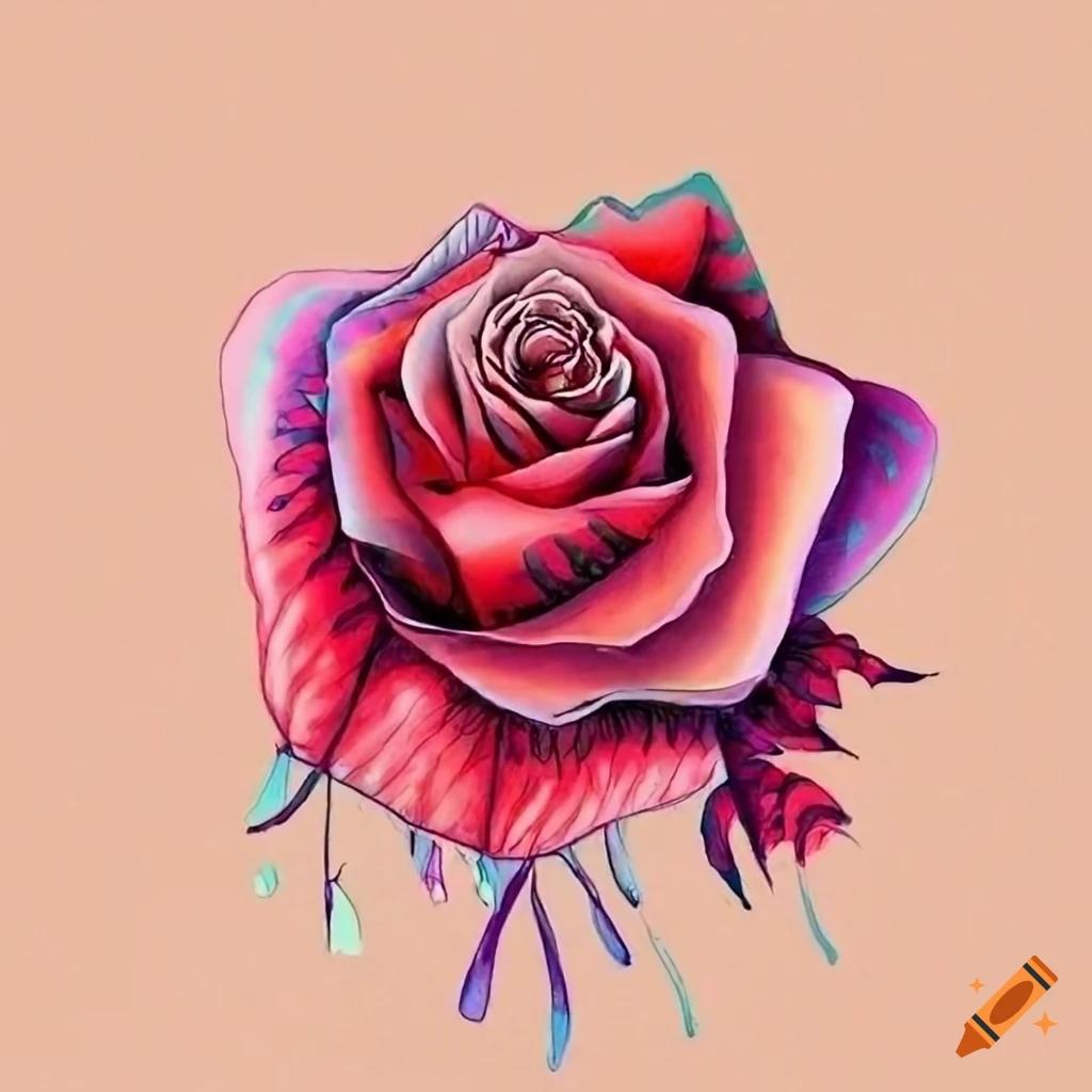 Doodle style image of various roses in different sizes and shapes