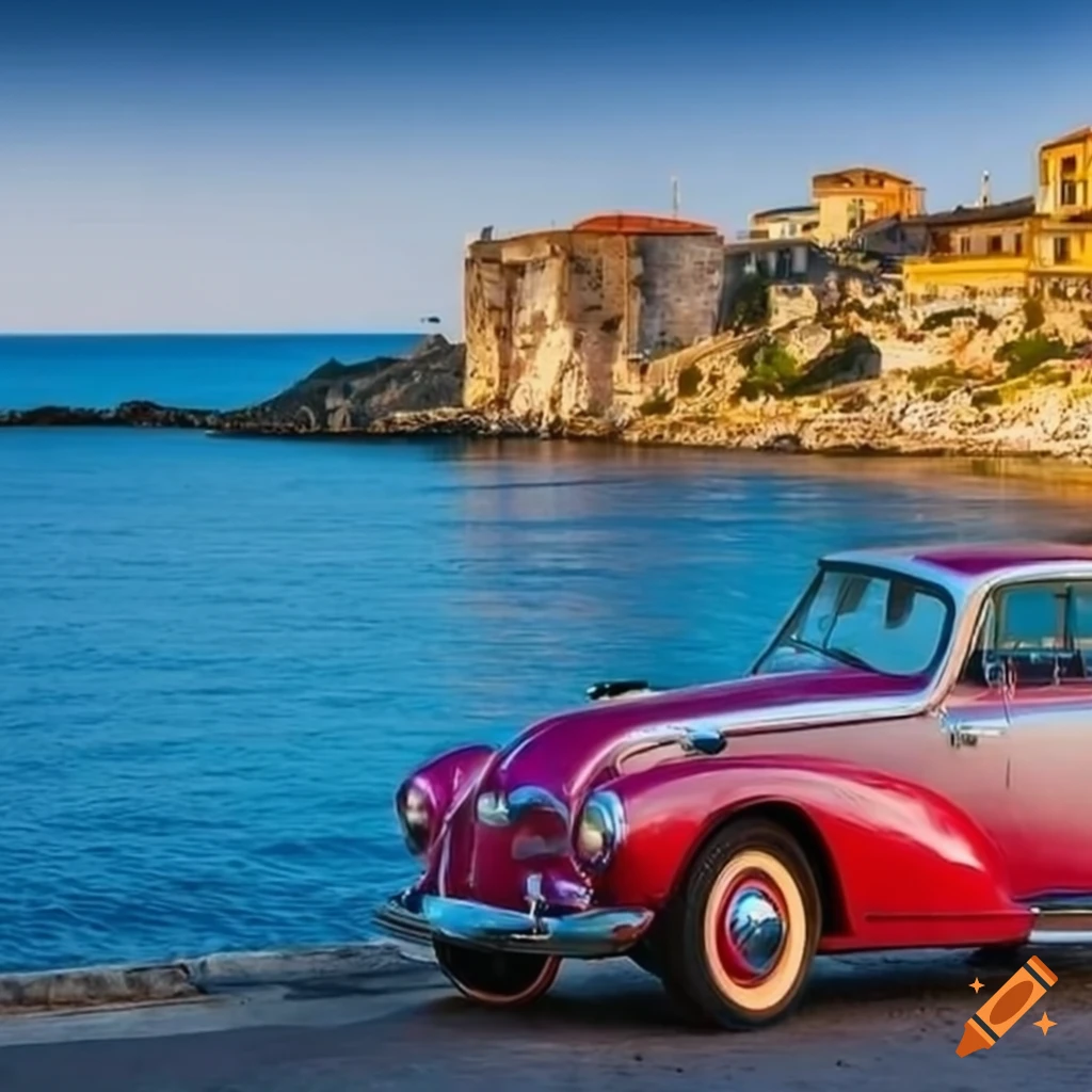Elegant car against Gioia Tauro's coastline in Reggio Calabria