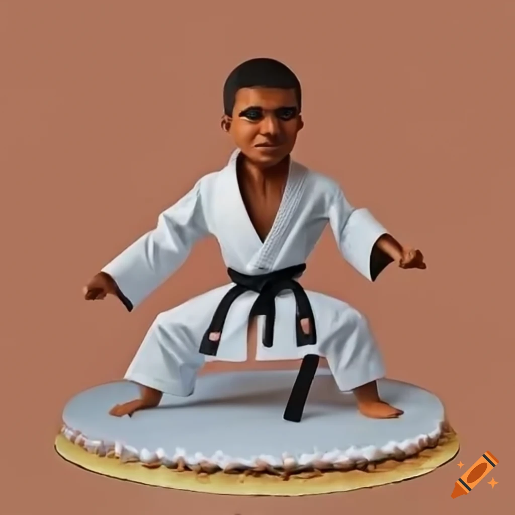Custom birthday cake with karate theme for Ahmed Mansour