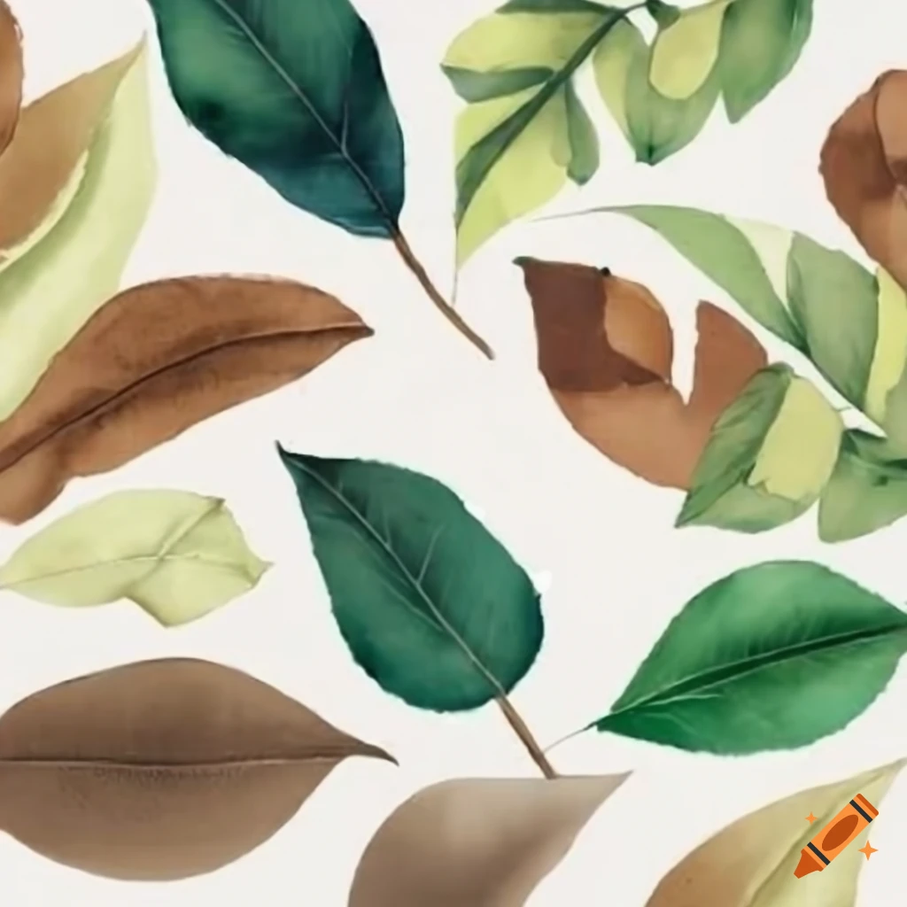 Background of green and light brown leaves