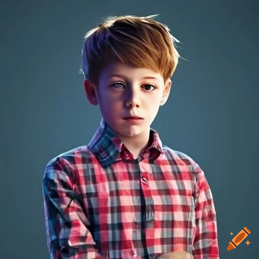 Cheeky tween boy in a checked shirt