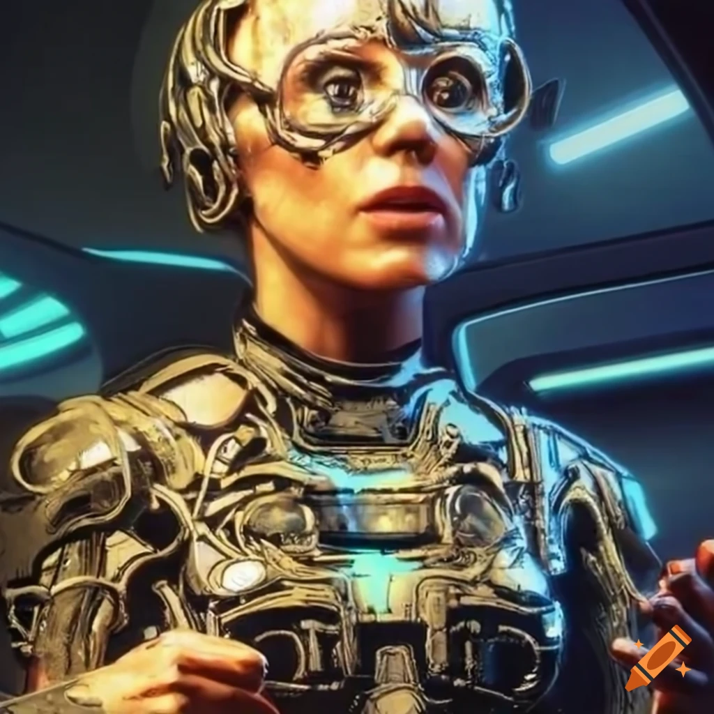 Scifi legend Borg from Star Trek playing a vintage pinball machine