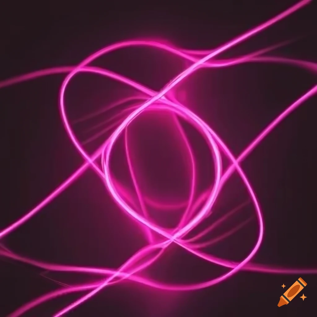 Pink neon glowing light on a dark abstract background