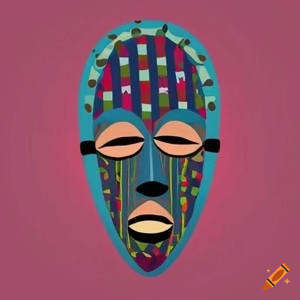 African mask in a vibrant pop art style
