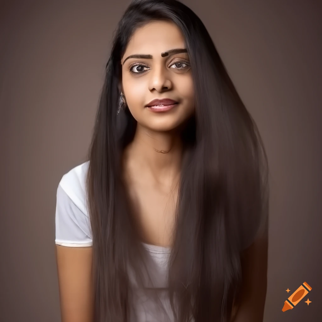 Indian woman with white t-shirt in studio lighting