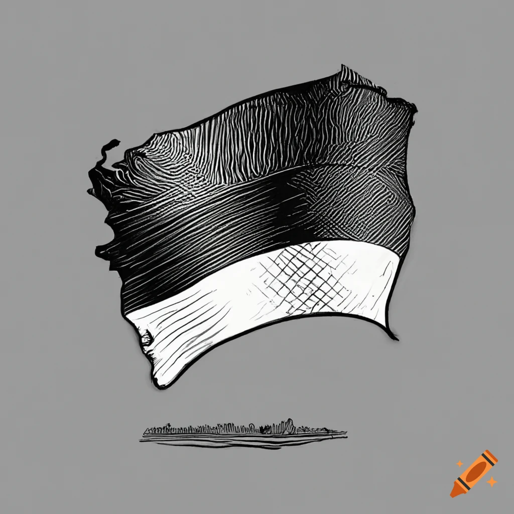 Black and white drawing of Estonia