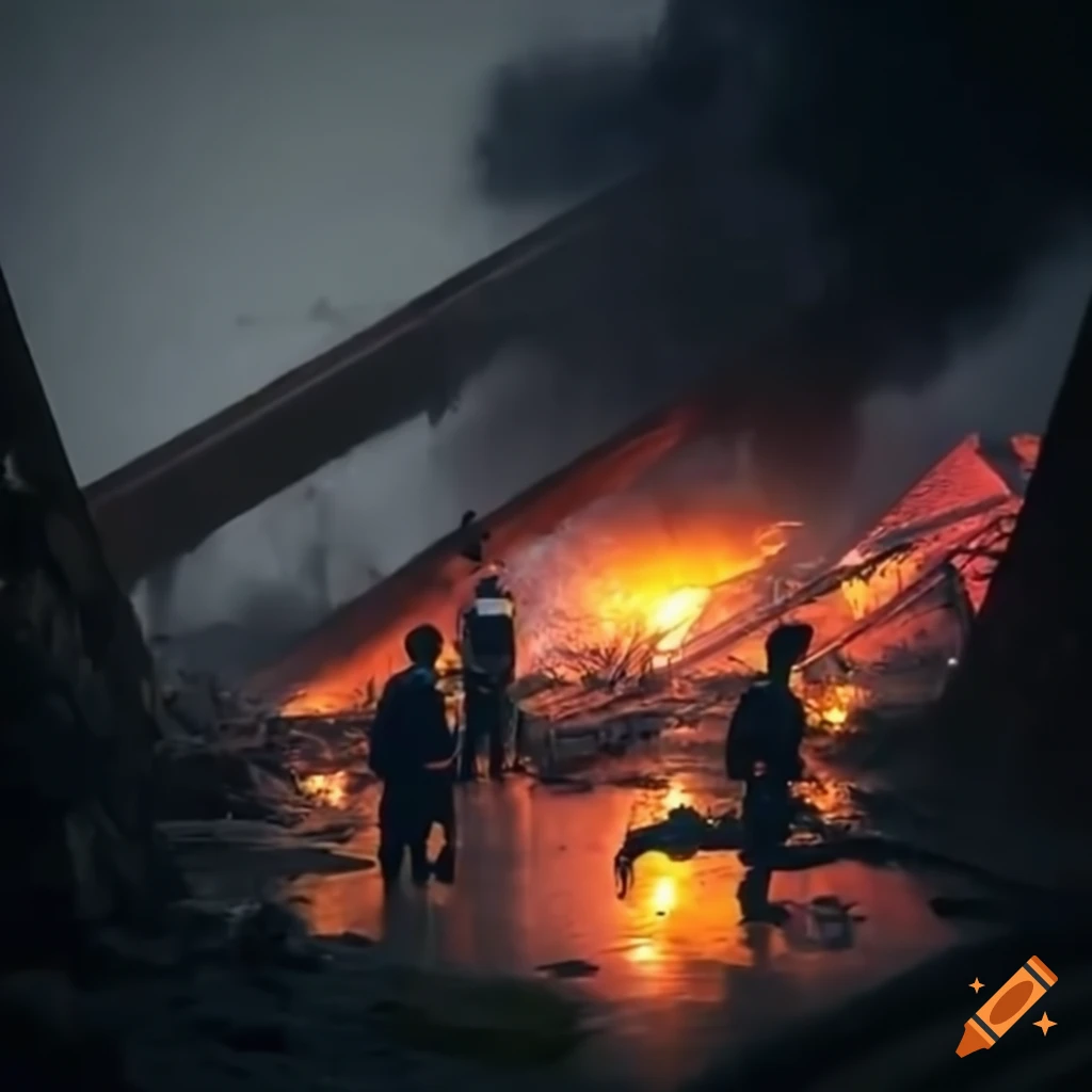 Emergency responders at collapsed bridge wreckage